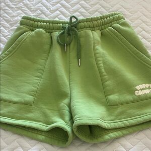 Happy Camp3R Women’s Light Green Fleece Drawstring Athletic Shorts Sz M